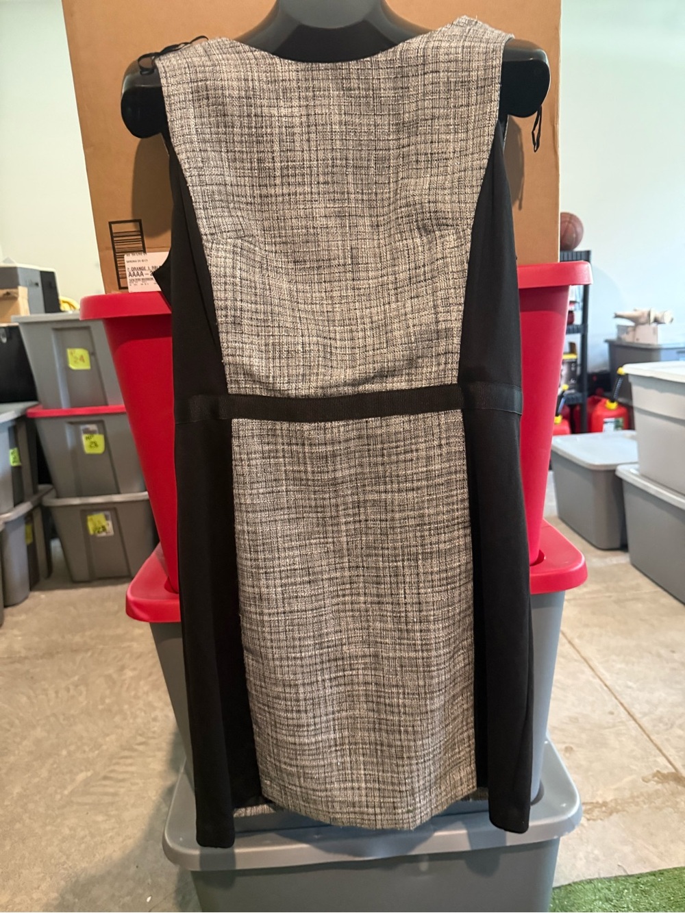 Black & Gray Sleeveless Sheath Dress - Classic Office Style 104 - Picture 3 of 4